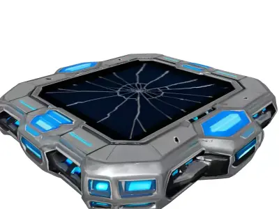 Rugged SciFi Tablet with Cracked Screen Low-poly 3D model