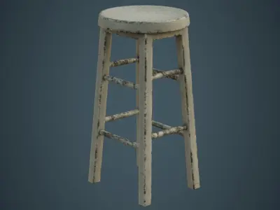Stool 2D Low-poly 3D model
