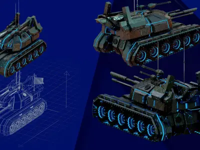 Futuristic tank 3D model buy