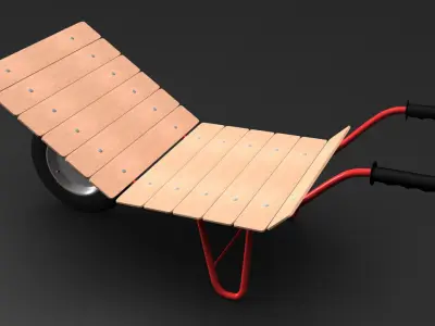 Wheelbarrow2 wooden wheelbarrow 3D model