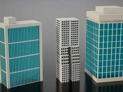 Commercial Backdrop Buildings Low-poly 3D model