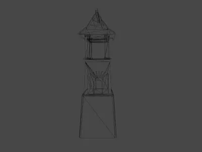 Ancient Japanese  Tower Low-poly 3D model