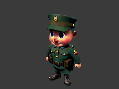 World War I Commander Low-poly 3D model