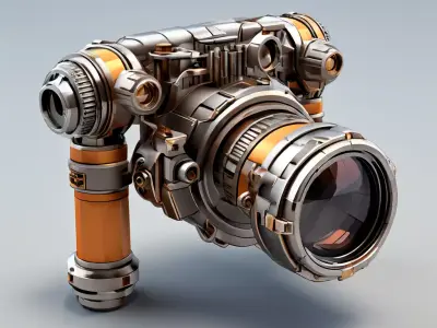 SciFi Futuristic Mechanical Camera Low-poly 3D model