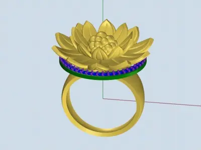 Victorian Flower silver gold Ring Design  3D print model