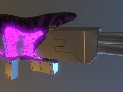 Guitar Gun Futuristic Low-poly 3D model