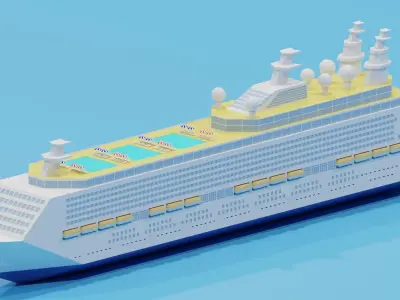 Cartoon Cruise Ship 3D model
