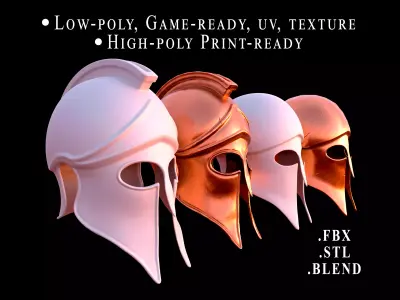 Spartan Helmets Low-poly 3D model
