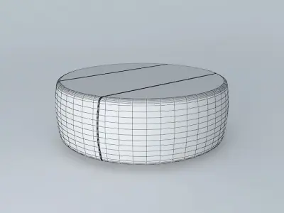 Round Leather Coffee Table Ottoman 3D model