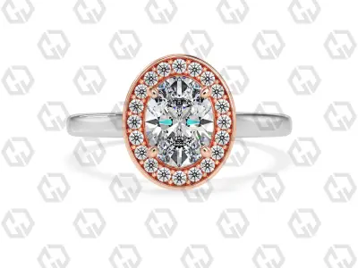 Ring 186 Oval Shape Cathedral Halo with Gems 3D print model