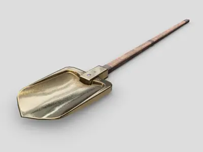 Shovel - Gold Low-poly 3D model