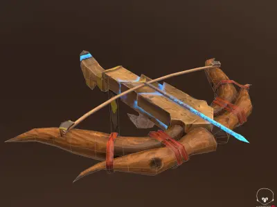 Crossbow bow and arrow with lights Low-poly 3D model