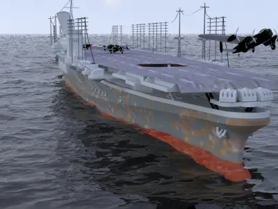 japanese aircraft carrier shinano Low-poly 3D model