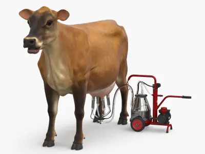 Cream Cow and Milking Machine 3D model
