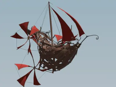 Flying Ship Low-poly 3D model purchase