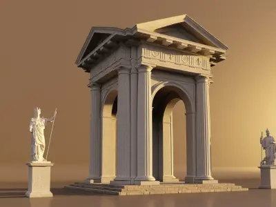 Arch gazebo portico Doric column  3D model