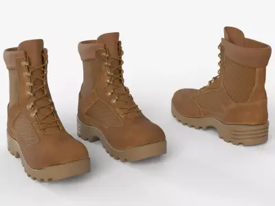 Military-Style Boots in Brown Color 3D model