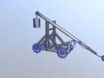 Medieval Trebuchet  Low-poly 3D model