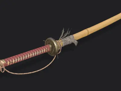 Japanese Katana Free low-poly 3D model