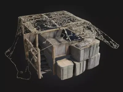 Camouflage Bunker Setup  Concealed Fortification for Tactical  3D model