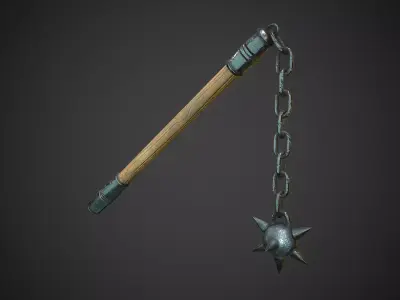 A mace on a chain PBR  Low-poly 3D model Low-poly 3D model