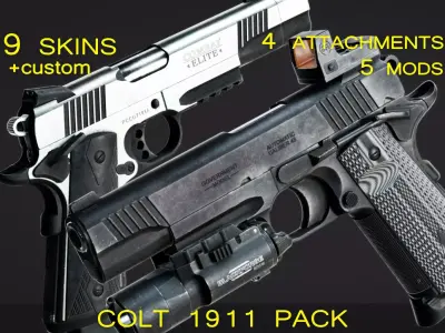 Colt 1911 CCU 45 ACP Pack Low-poly 3D model