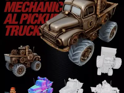 Classic Mechanical Pickup Truck 3D print model purchase
