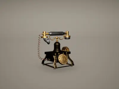 Telephone Low Poly Game Ready steampunk Low-poly 3D model