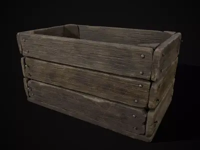  Simple Old Wooden Crate  Low-poly 3D model