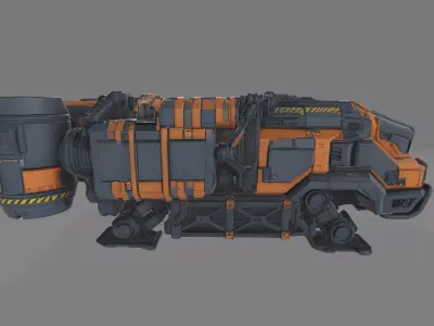 Sci-Fi Cargo Hover Truck  High Poly with Interior 3D model