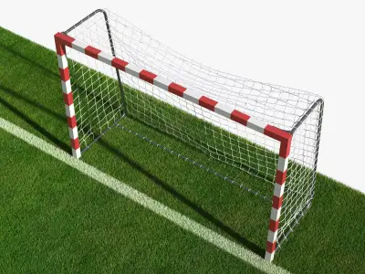 Handball Court Field with Two Goals Green Fur 3D model purchase