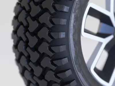 Offroad Tire Wheel Design Rim Low-poly 3D model