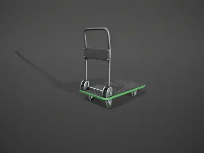 Folding Platform Truck - Trolley - Green Accents Low-poly 3D model