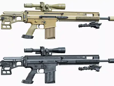 Modular tactical sniper MK 17 FN SCAR-H Low-poly 3D model