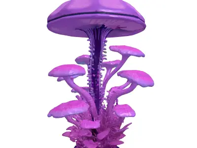 Fantasy Bioluminescent Mushroom Cluster 3D model