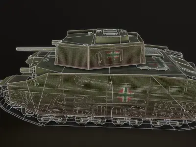 Turan I tank - PBR reworked Low-poly 3D model