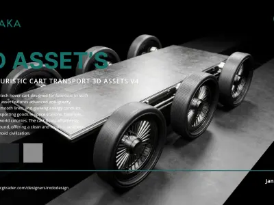 Futuristic cart transport 3d assets V4 Base Low-poly 3D model