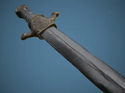 Rusty Celtic Sword  Low-poly 3D model