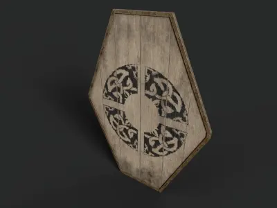 Slavic diamond-shaped shield painted ring rune symbol Low-poly 3D model