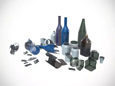 Glass Wine Bottle Storage Bottle with Lid Cap Low-poly 3D model
