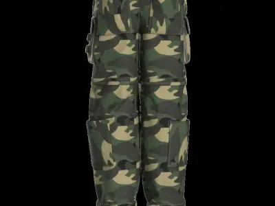 Woodland Camo Cargo Trousers Low-poly 3D model