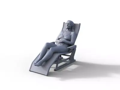 Girl in deck chair for ship model railway model or diorama 3D print model V2