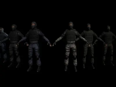 Tactical Male Soldier for Unreal Engine 4 FBX game ready low  Low-poly 3D model