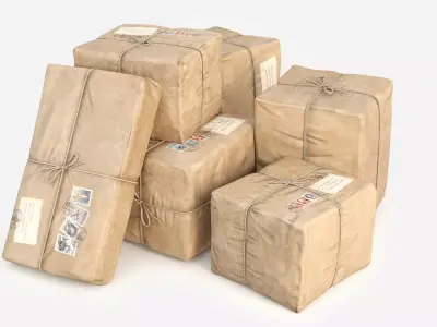 Vintage packages Low-poly 3D model