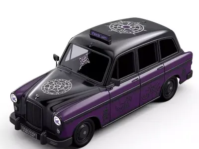 Gothic Occult Horror Taxi 3D Model Low-poly 3D model