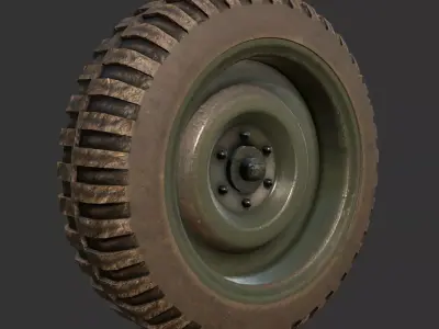Tire Wheel Jeep Car Vehicle Low-poly 3D model