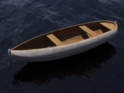 Boat 3D model wooden Low-poly 3D model