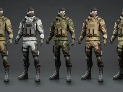 Military Mercenary Bandit Low-poly 3D model