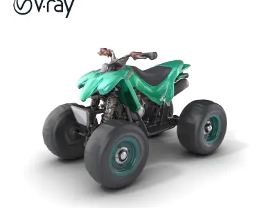 Forest Green Quad Bike with Aerodynamic Frame model pack Low-poly 3D model