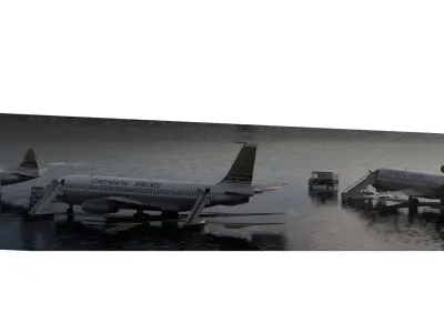 Boeing 707 720  727-100   DC-9 and VISCOUNT V800 3D model